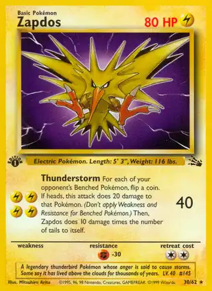 Zapdos 30/62 Fossil 1st Edition