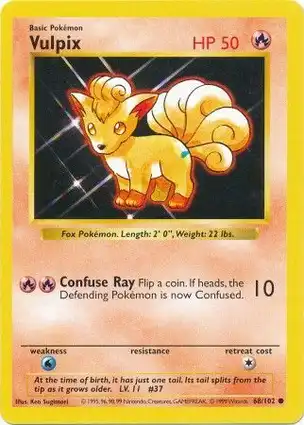 Vulpix 68/102 Base Set Shadowless