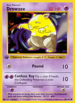 Drowzee 49/102 Base Set 1st Edition
