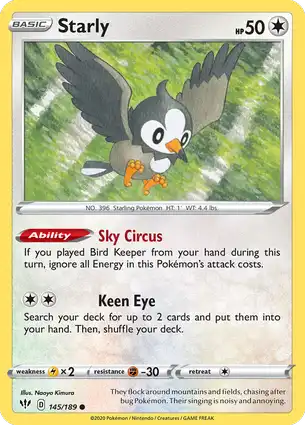 Starly 145/189 Darkness Ablaze