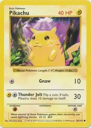 Pikachu 58/102 Base Set Shadowless