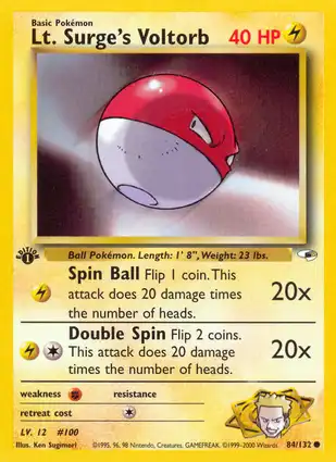 Lt. Surge's Voltorb 84/132 Gym Heroes 1st Edition