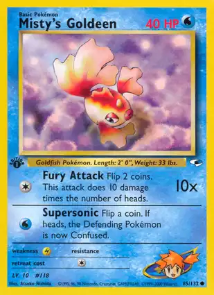 Misty's Goldeen 85/132 Gym Heroes 1st Edition