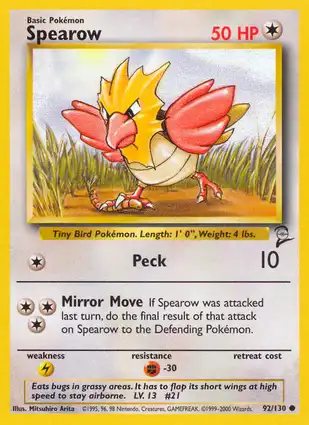 Spearow 92/130 Base Set 2