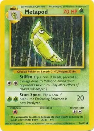Metapod 54/102 Base Set Unlimited