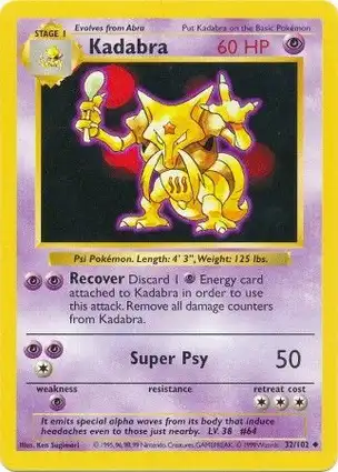 Kadabra 32/102 Base Set Shadowless