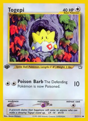 Togepi 51/111 Neo Genesis 1st Edition