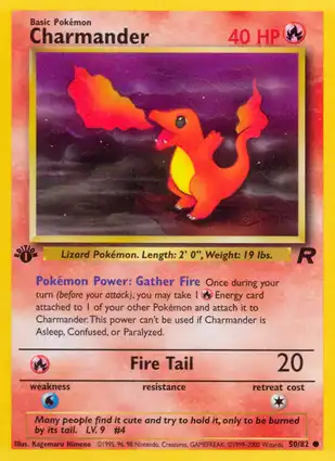 Charmander 50/82 Team Rocket 1st Edition