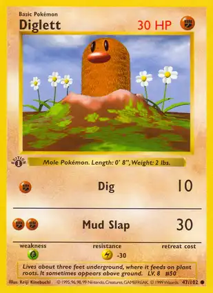 Diglett 47/102 Base Set 1st Edition