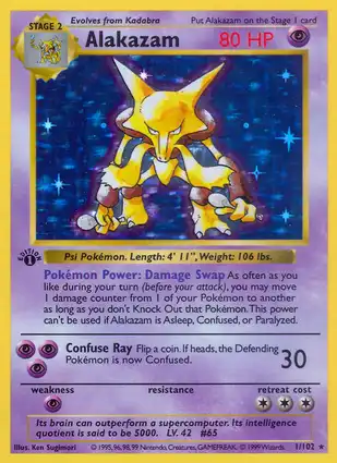 Alakazam 1/102 Base Set 1st Edition