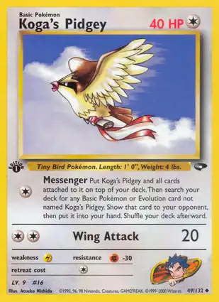 Koga's Pidgey 49/132 Gym Challenge 1st Edition