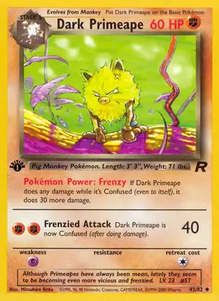 Dark Primeape 43/82 Team Rocket 1st Edition