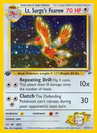 Lt. Surge's Fearow 7/132 Gym Heroes 1st Edition