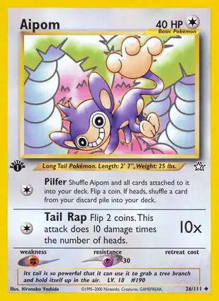 Aipom 26/111 Neo Genesis 1st Edition