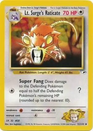 Lt. Surge's Raticate 51/132 Gym Heroes