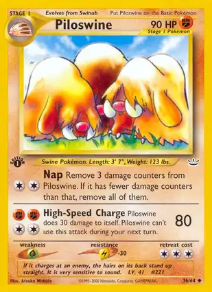 Piloswine 36/64 Neo Revelation 1st Edition