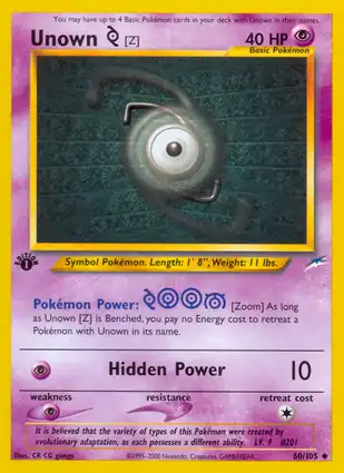 Unown [Z] 60/105 Neo Destiny 1st Edition