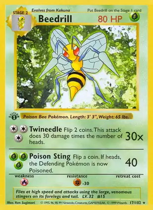 Beedrill 17/102 Base Set 1st Edition