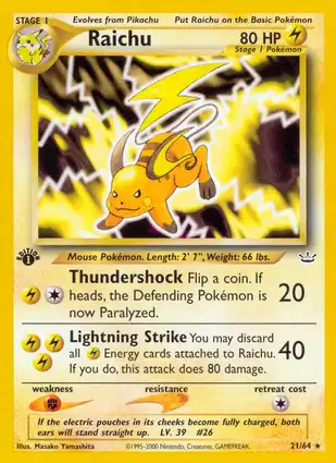 Raichu 21/64 Neo Revelation 1st Edition