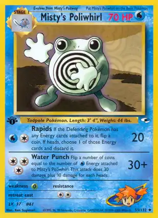Misty's Poliwhirl 53/132 Gym Heroes 1st Edition