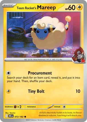 Team Rocket's Mareep 072/182 Destined Rivals