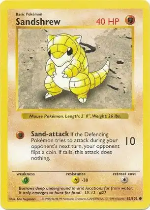 Sandshrew 62/102 Base Set Shadowless