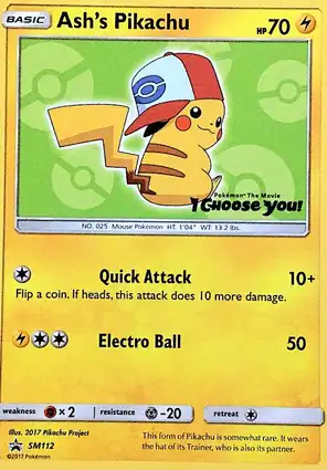 Ash's Pikachu SM112 Sun & Moon Promos