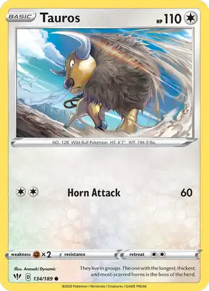Tauros 134/189 Darkness Ablaze