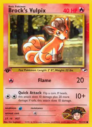 Brock's Vulpix 73/132 Gym Heroes 1st Edition