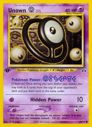 Unown [O] 69/75 Neo Discovery 1st Edition
