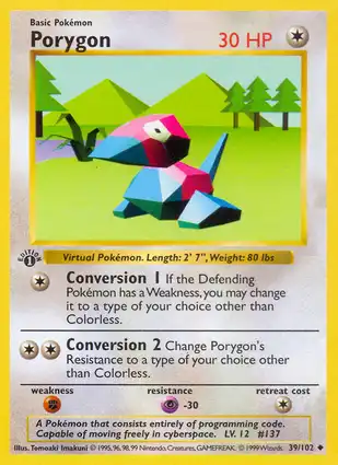 Porygon 39/102 Base Set 1st Edition