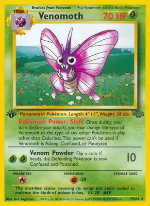 Venomoth 29/64 Jungle 1st Edition