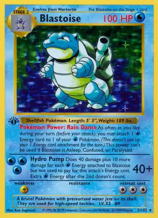 Blastoise 2/102 Base Set 1st Edition