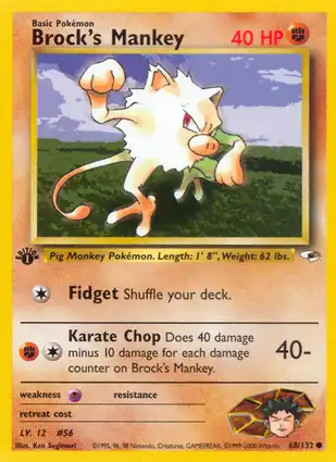 Brock's Mankey 68/132 Gym Heroes 1st Edition