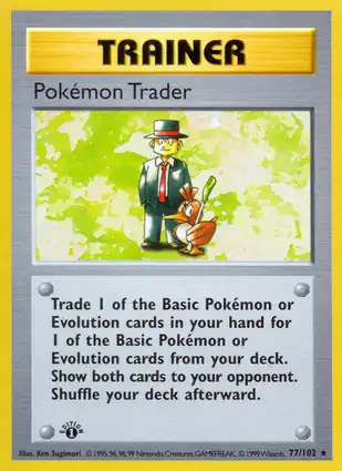 Pokémon Trader 77/102 Base Set 1st Edition