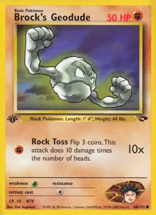 Brock's Geodude 68/132 Gym Challenge 1st Edition