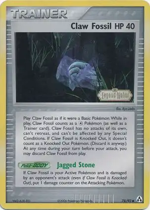 Claw Fossil 78/92 EX Legend Maker
