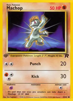 Machop 59/82 Team Rocket 1st Edition