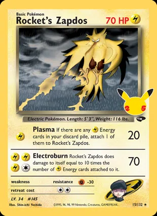 Rocket's Zapdos 15/132 Celebrations