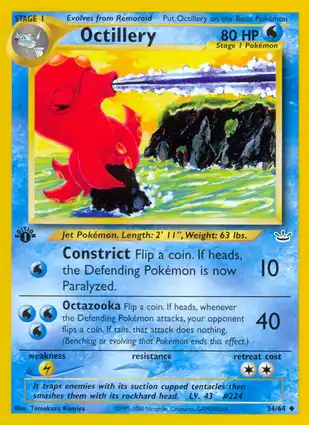 Octillery 34/64 Neo Revelation 1st Edition
