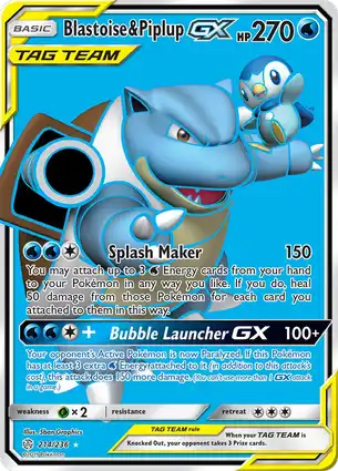 Blastoise & Piplup-GX 214/236 Cosmic Eclipse