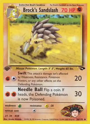 Brock's Sandslash 36/132 Gym Challenge 1st Edition