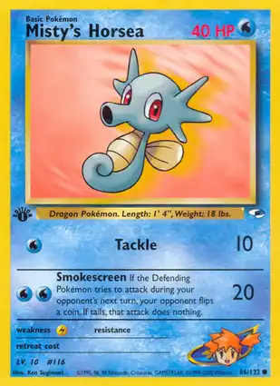 Misty's Horsea 86/132 Gym Heroes 1st Edition