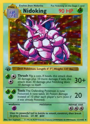 Nidoking 11/102 Base Set 1st Edition