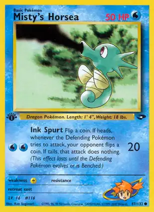 Misty's Horsea 87/132 Gym Challenge 1st Edition