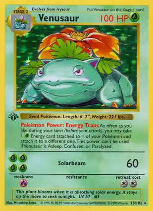 Venusaur 15/102 Base Set 1st Edition