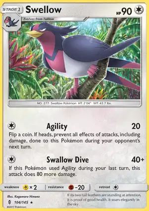 Swellow 104/145 Guardians Rising