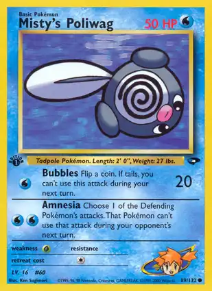 Misty's Poliwag 89/132 Gym Challenge 1st Edition