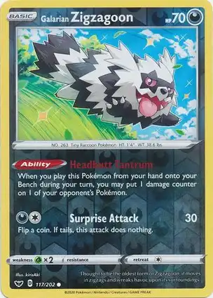 Galarian Zigzagoon 117/202 Sword & Shield