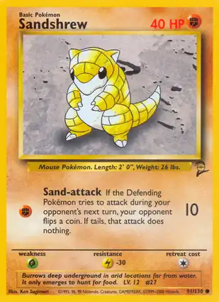 Sandshrew 91/130 Base Set 2